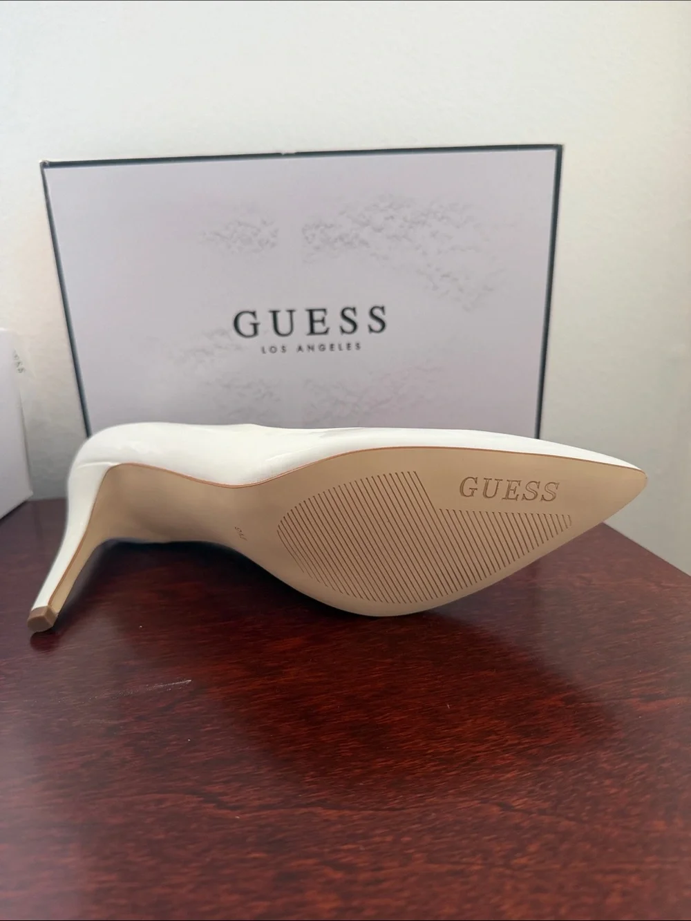 Guess White Pointed-Toe High Heel Pump